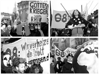 Protestaktion beim Klner Rosenmontagszug