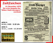 WDR-ZeitZeichen: 14. November 1876 - die erste Ausgabe des Klner Stadt-Anzeigers erscheint